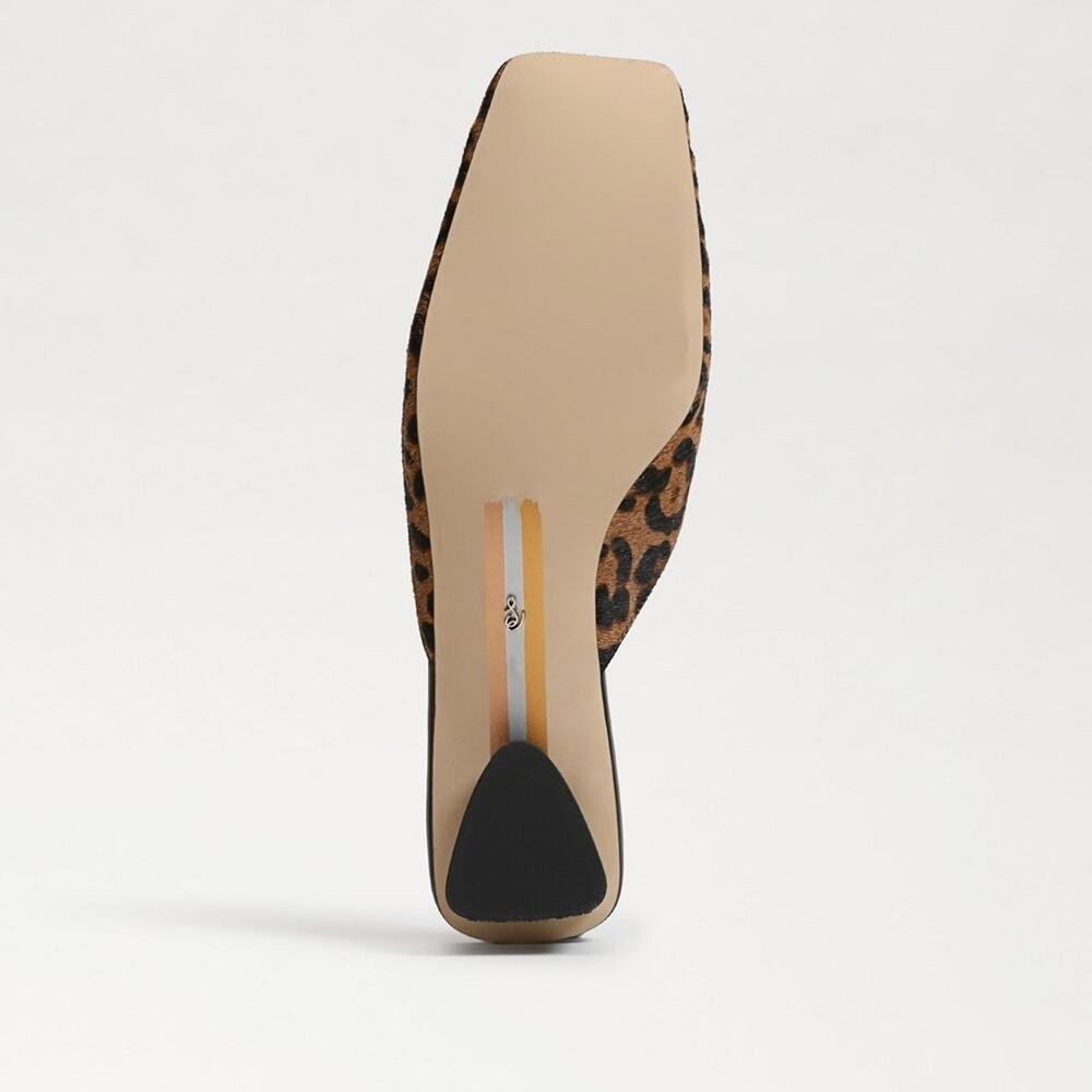 150$ Sam Edelman Leopard Ollie Calf Hair Mules Clogs Size 8 US / 39 EU Brown - Picture 4 of 8